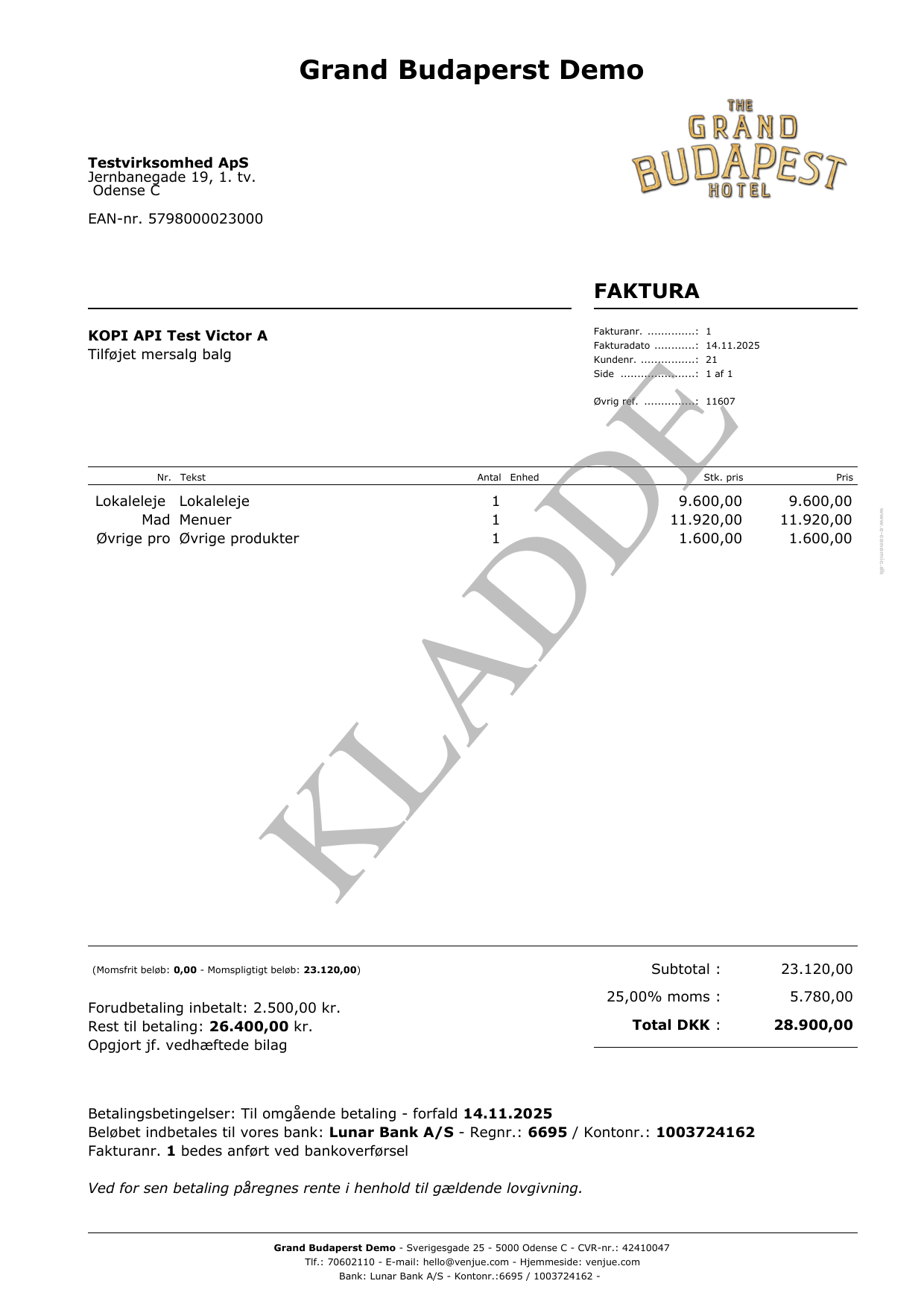 animated preview of an invoice